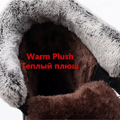 Waterproof Plush Warm Snow Boots Men Women Outdoor Non-slip Leather Hiking Boots - Picture 6 of 22