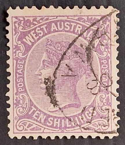 1902 Western Australia 10/- Deep Mauve Postage stamp WMK CV/Crn INV Used Cat£110