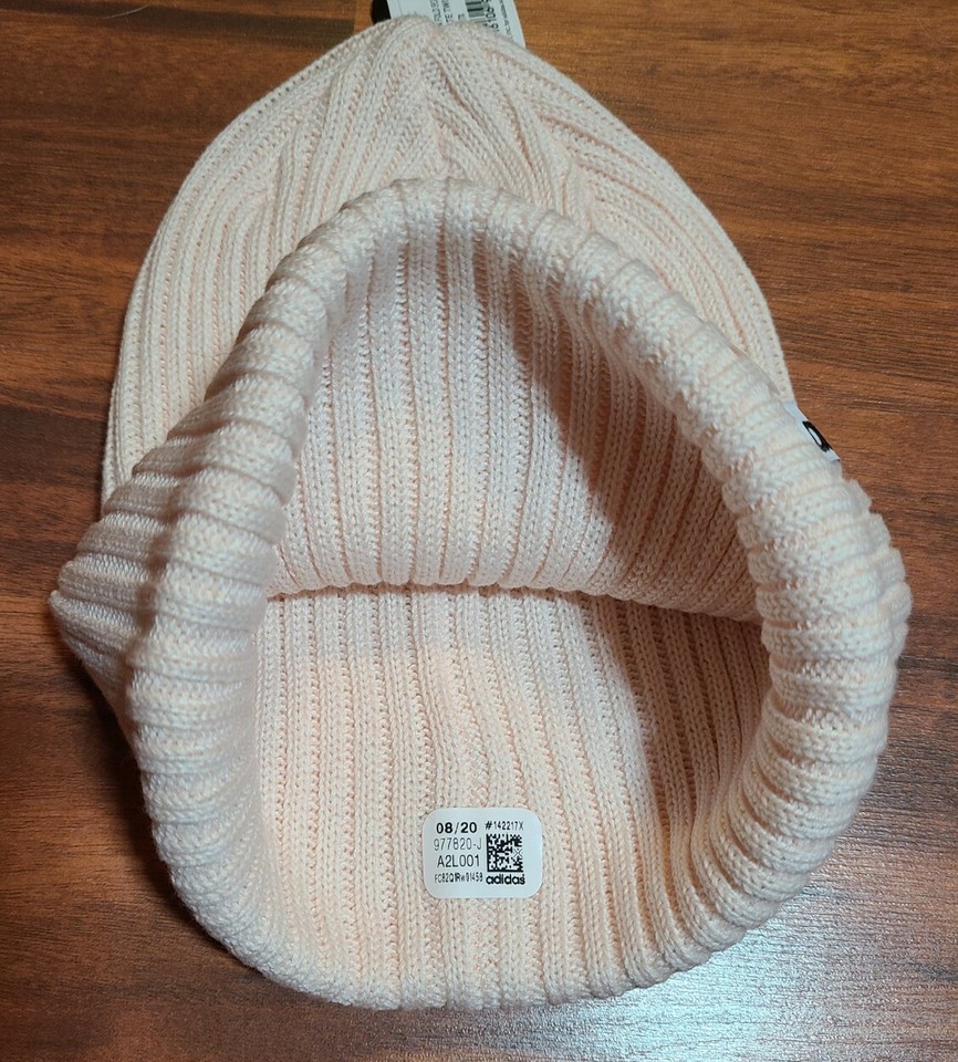 Adidas Women’s Winter Hat Hawthorn Fold Knit Cap Beanie Stocking White