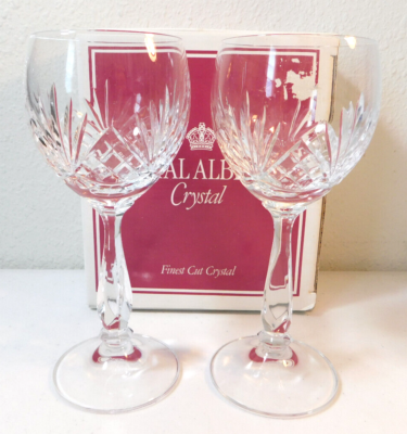 ROYAL ALBERT SET OF 2 WHITE WINE GLASSES RLA1 PATTERN W/BOX (S) 6 