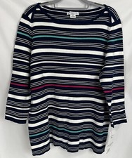 Liz Claiborne sweater womens size 2XL knit striped cotton pullover Colorful