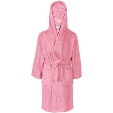 Kids Girls Cotton Soft Terry Hooded Pink Bathrobe Luxury Dressing Gown 2-13 Yrs