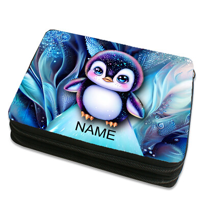 Federmäppchen Mädchen gefüllt Pinguin mit Name Doppeldecker Federtasche Etui