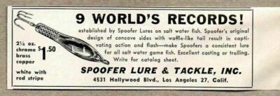 1957 Print Ad Spoofer Salt Water Fishing Lures Los Angeles,CA