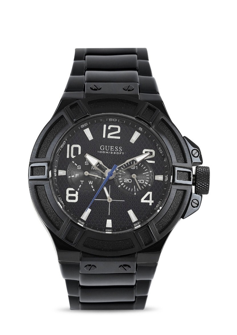 Guess Watch Men 100m/330ft Day Date Multi Function Black Dial
