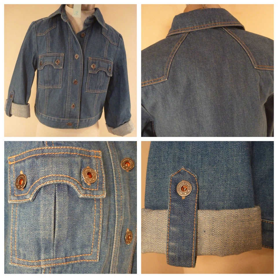 Chaqueta Vaquera Trucker Mujer S Denim Recortada Vintage Bolsillo Años 90 Corta Azul Foto 3 de 4