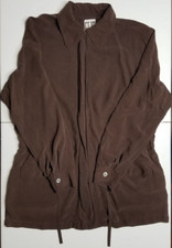 Clio Long Sleeve Full Zip 100% Silk Lightweight Brown Jacket Women's Size Medium