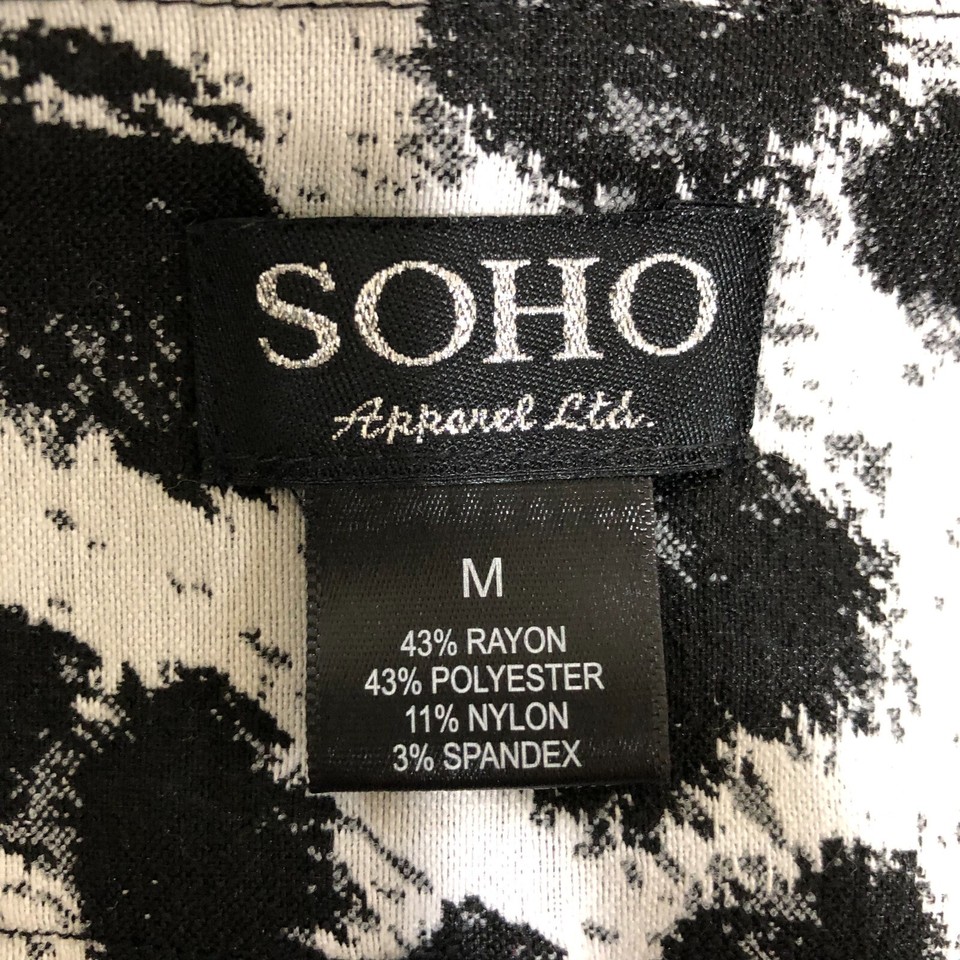 soho-women-black-white-animal-print-pencil-skirt-size-m-elastic-waist