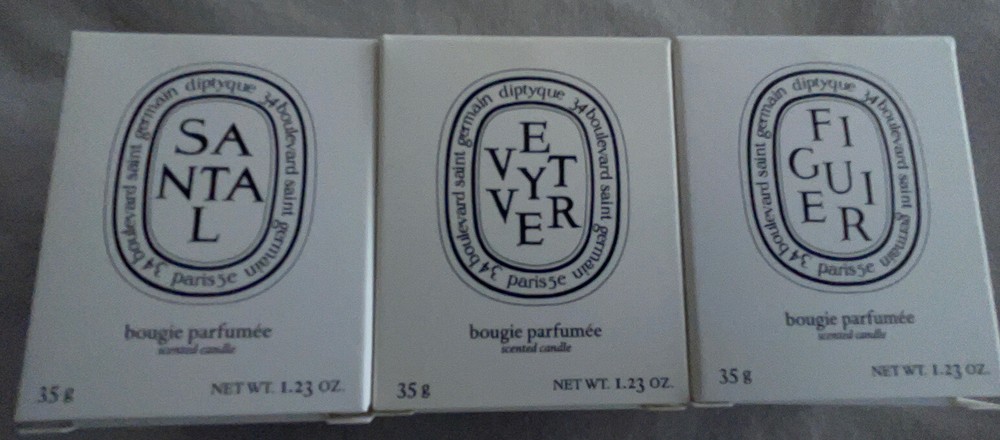 Diptyque Candle Set 3 Candles 35g/  1.23oz Each; Figuier, Vetyver, And Roses