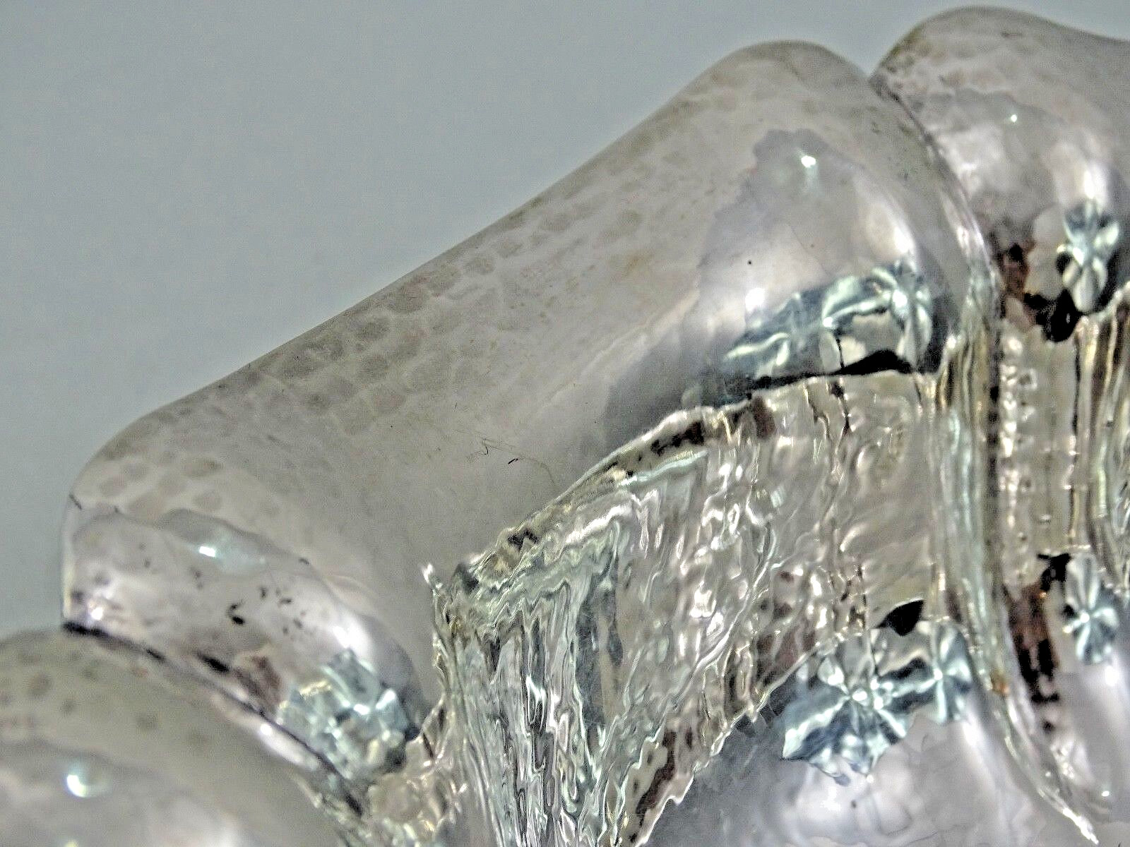 FINE 800 SILVER MODERN FRUIT BOWL HAND WROUGHT / HAMMERED Italy  (not sterling )