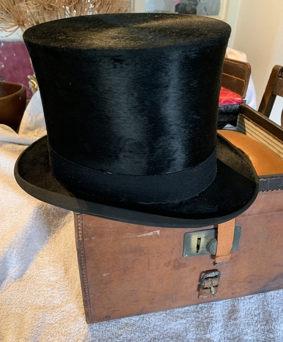 Wooden Top Hat Case Antique Victorian Felt Top Hat Made In London