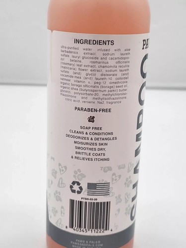 Paws & Pals Dog Canine Natural Shampoo 20oz Oatmeal Shea butter 🧈 aloe Vera - Picture 3 of 4