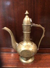 Z.Y. INDIA 6” tea pot lighter / vintage / hand made / India / brass etched