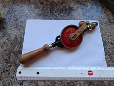 Stanley No. 803 Vintage Hand Drill, Metal & Wood with Wooden Handles