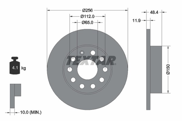 2X Bremsscheibe PRO Textar 92121103 FüR Audi VW Seat Skoda A3 Golf Jetta Caddy 3-image
