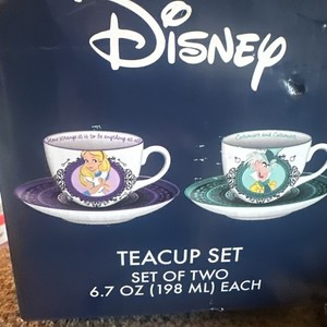 Disney Alice In Wonderland Mad Hatter Bone China Teacup and Saucer | Set of 2