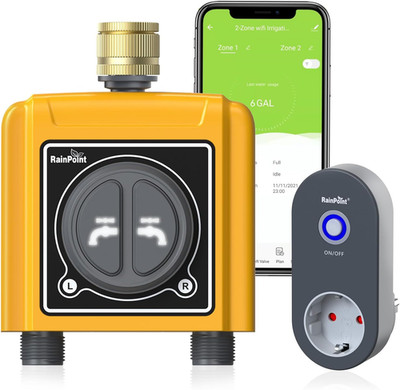 RAINPOINT Bewässerungscomputer WLAN 2 Ausgänge Automatische Bewässerungsuhr Mit
