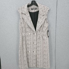 Karl Lagerfeld Paris Abstract Jaquard Knit Button Sleeveless Dress Womens 12 NWT