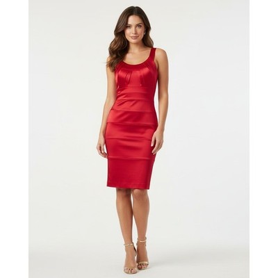 JAX Red Satin Sleeveless Sheath Dress Size 10 Holiday Cocktail Party Sleeveless