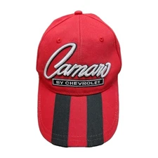 Chevy Camaro Rally Racing Stripes Hat Red Embroidered Adjustable Cap Sports Car