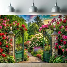 Spring Garden Backdrop Flower Scene Photo Birthday Weddings Background Banner