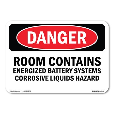 Room Contains Energized Battery Systems ANSI Danger Sign Metal Plastic Decal