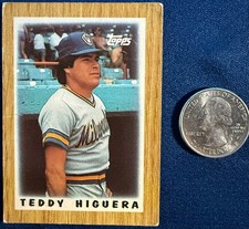 1987 TOPPS LEAGUE LEADERS MINI #60 TEDDY HIGUERA (MILWAUKEE BREWERS)