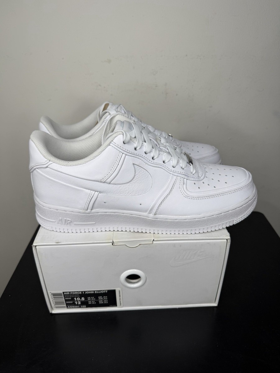 DS John Elliott x Nike Air Force 1 Low Triple White Size 10.5 Rare