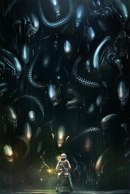 619976 Aliens Xenomorph In The Shadows Wall Print Poster