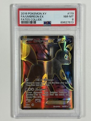 Pokémon Umbreon ex Nachtara 119/124 Englisch PSA 8 NM-MT Full Art Fates Collide