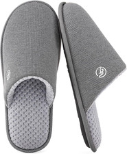 Men'S Cotton Knit Slippers Memory Foam Breathable House Shoes
