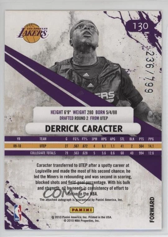 2010 Rookies & Stars Longevity Rookie Signatures /799 Derrick Caracter Auto RC - Image 2 of 2
