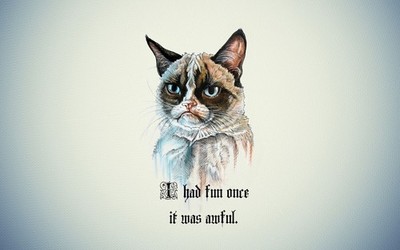 Anime grumpy cat quote cartoon animals simple background Play Gaming Mat Desk