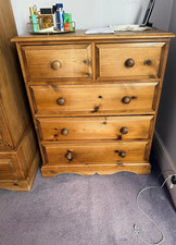 Wood Chest of Drawers 5 Drawer Brown Medium Tone 85x45x110cm Knob