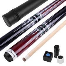 58 Stained Maple Pool Cue Kit with Hard Case and Accessories