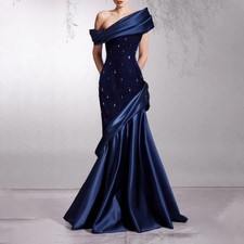 Off the Shoulder Trumpet Elegant Celebrity Dress Sequins Women Evening Dress