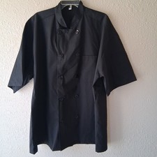 Black Chef Jacket Unisex Uniform Double Breasted Short Sleeve Professional XL