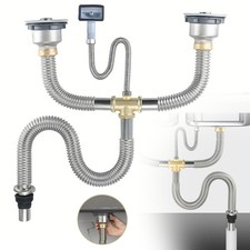 Abflussrohr für Küchenspüle Doppelspüle Abflussrohr Waschbecken Abflussgarnitur