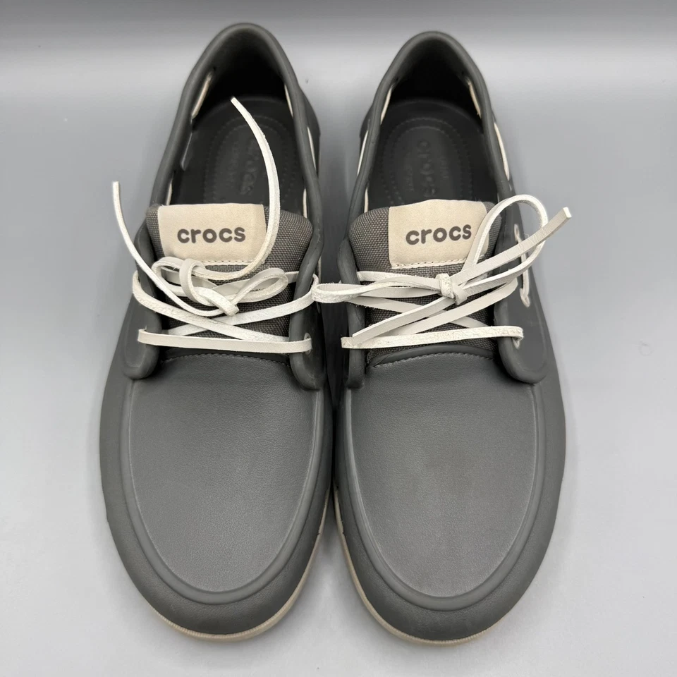Zapatos de barco clásicos Crocs para hombre doble comodidad sin cordones gris talla 10 Foto 4 de 4