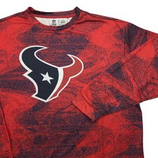 NWT NFL Houston Texans Long Sleeve Stretch Hoodie Shirt Zubaz Red Blue Mens XL