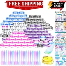 100 Pcs 3g Empty Plastic Containers with Lids,Tiny Makeup Sample Containers S...