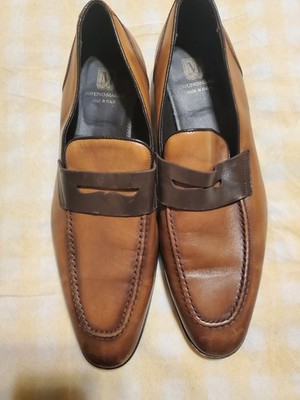 Bruno Magli Two-Tone Brown and Dark Brown Leather Penny Loafers