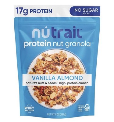 NuTrail Vanilla Almond Protein Granola, Keto, No Sugar Added, 17g Protein, 8oz