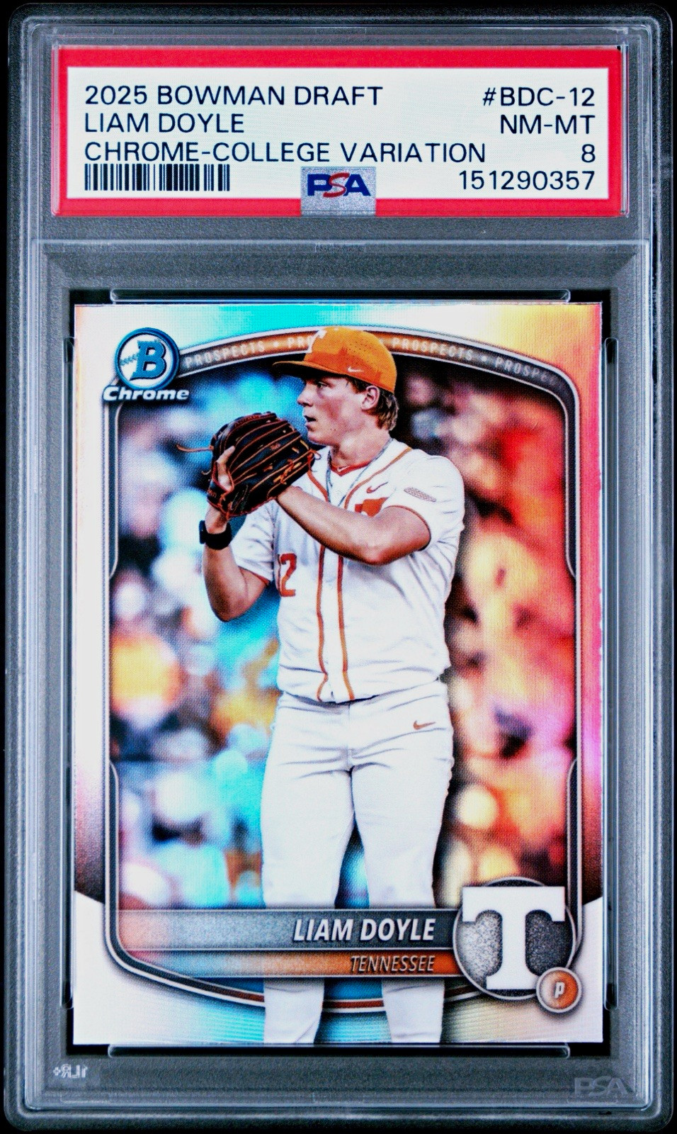 2025 Bowman Draft Liam Doyle Chrome College Variation SP #BDC-12 PSA 8 Tennessee