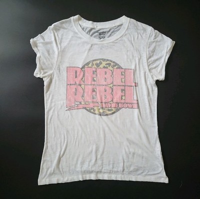 Recycled Karma David Bowie Rebel Rebel T Shirt Small Crewneck Rolled Cuff Music