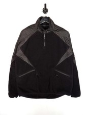 Superdry Polar Fleece Sweater Size Large Black 1/4 Zip Pullover Polyester