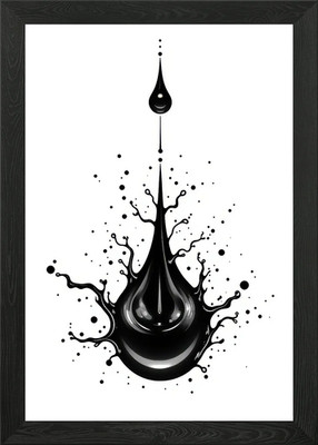 Black Liquid Splash on White Backgr Gerahmtes Wandbild Poster Leinwanddruck Bild