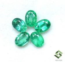 7x5 mm Certified Natural Emerald Oval Cut Lot 05 Pcs 4.12 CTS Loose Gemstones