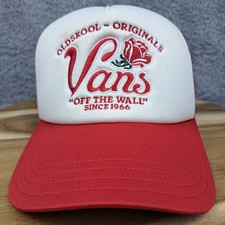 Vans Off The Wall Hat Cap Snap Back Red Mesh Trucker Skater Skateboarding Men