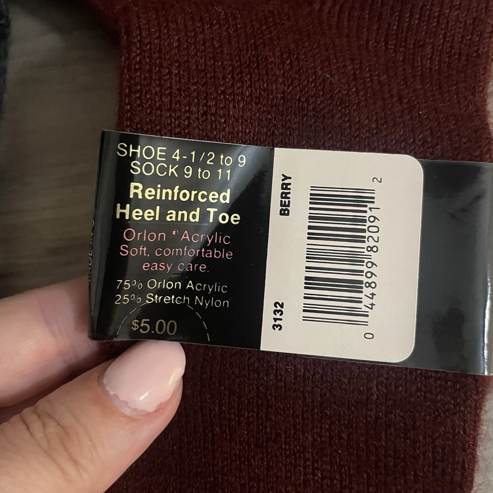 (Lot Of 3) Vintage Gold Toe Fluffies Dress Socks Tall Acrylic Gray/Maroon/Green - Image 4 of 4